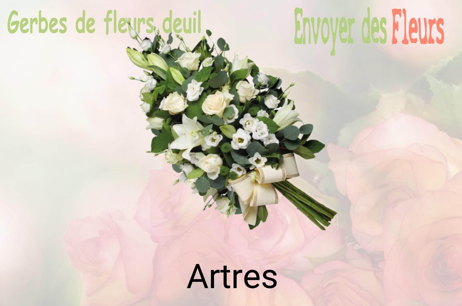 Gerbe de fleurs de deuil livrée à Artres